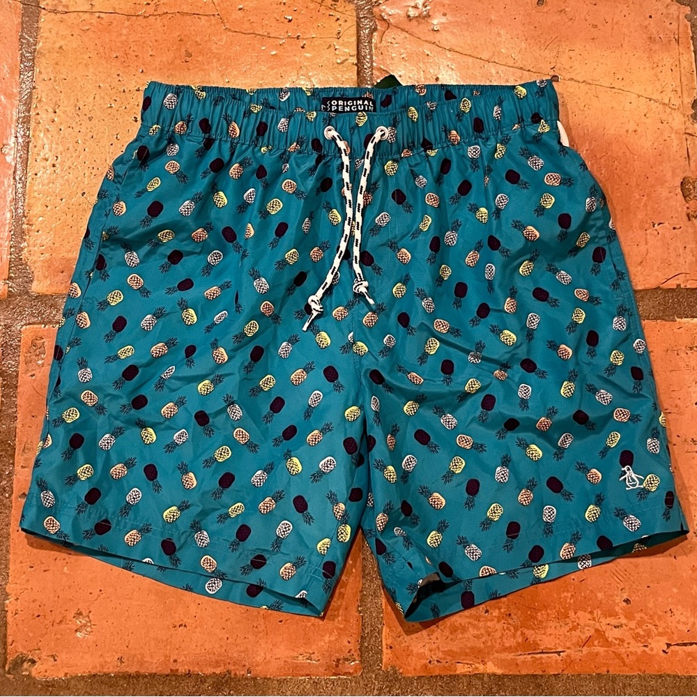 S Original Penguin print swim trunks